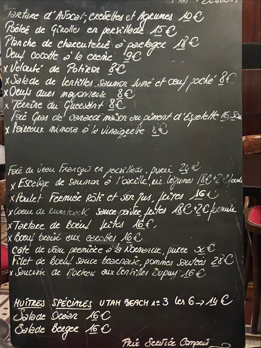 Le Guersant menu 2