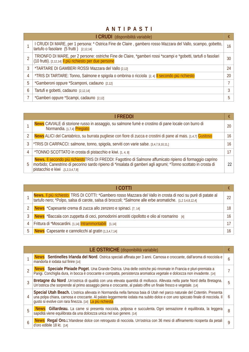 Maestrale ristorante pesce menu 2