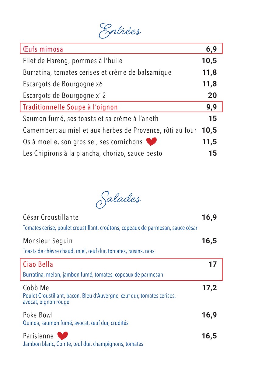 Le Lutetia menu 2