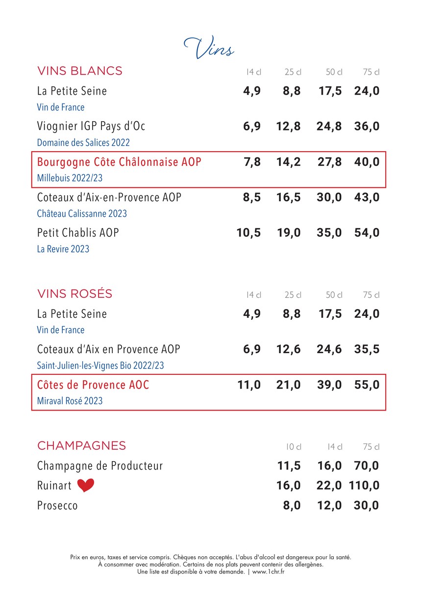 Le Lutetia menu 3