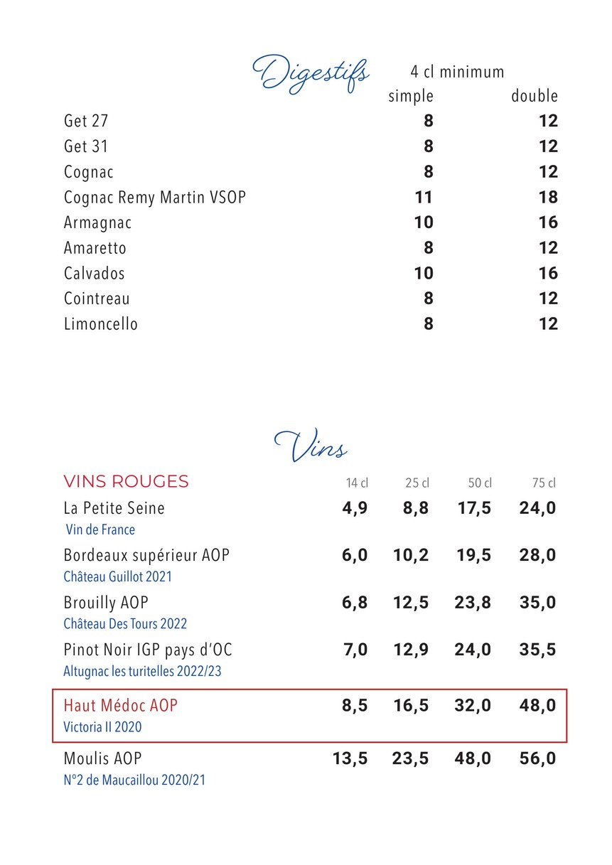 Le Lutetia menu 4