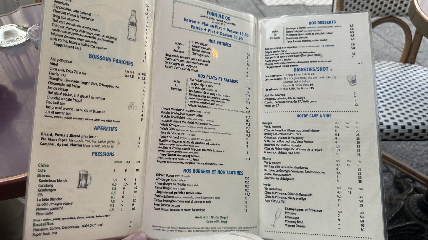 Le QG menu 1