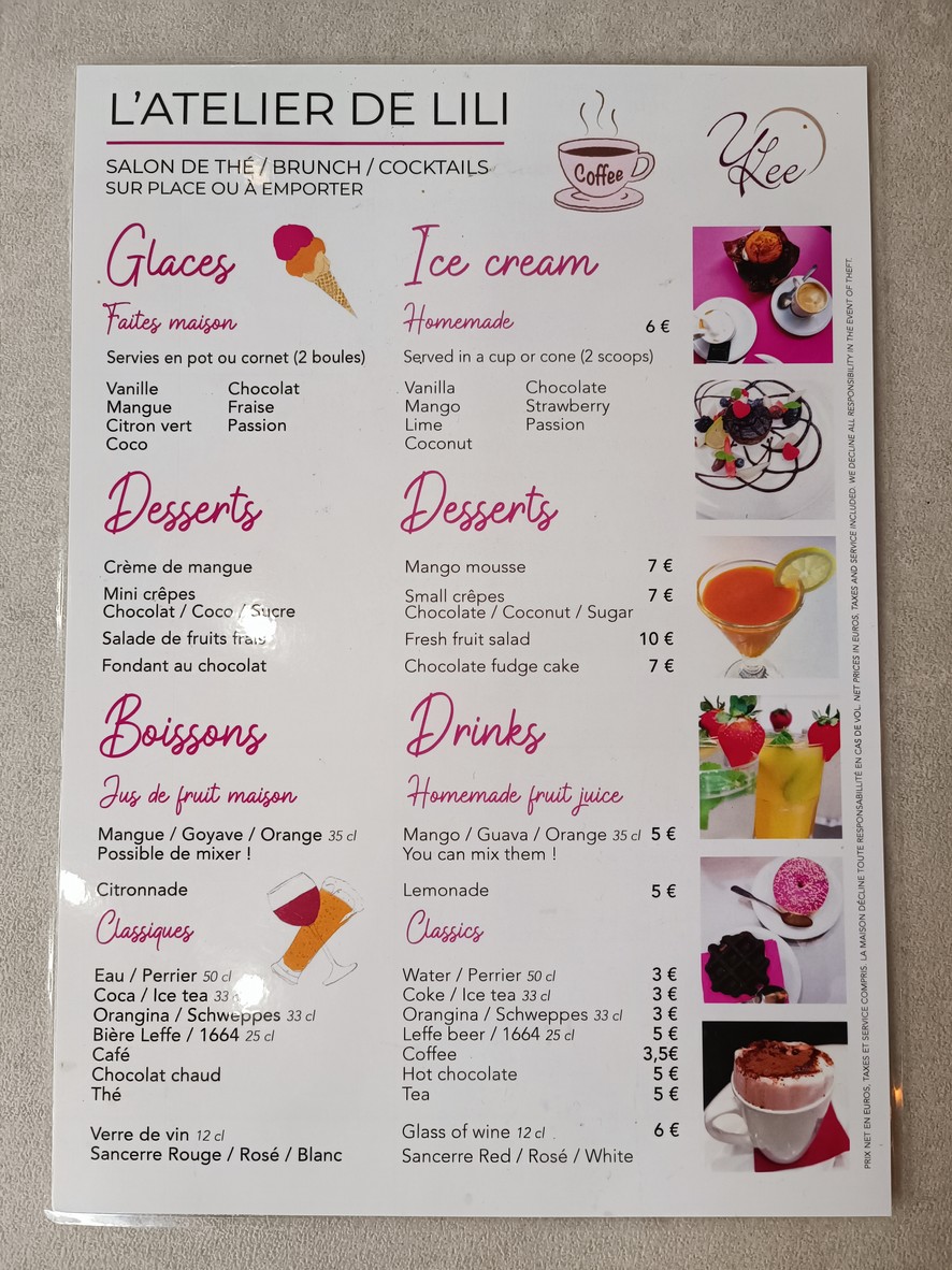 L'Atelier de LiLi menu 2