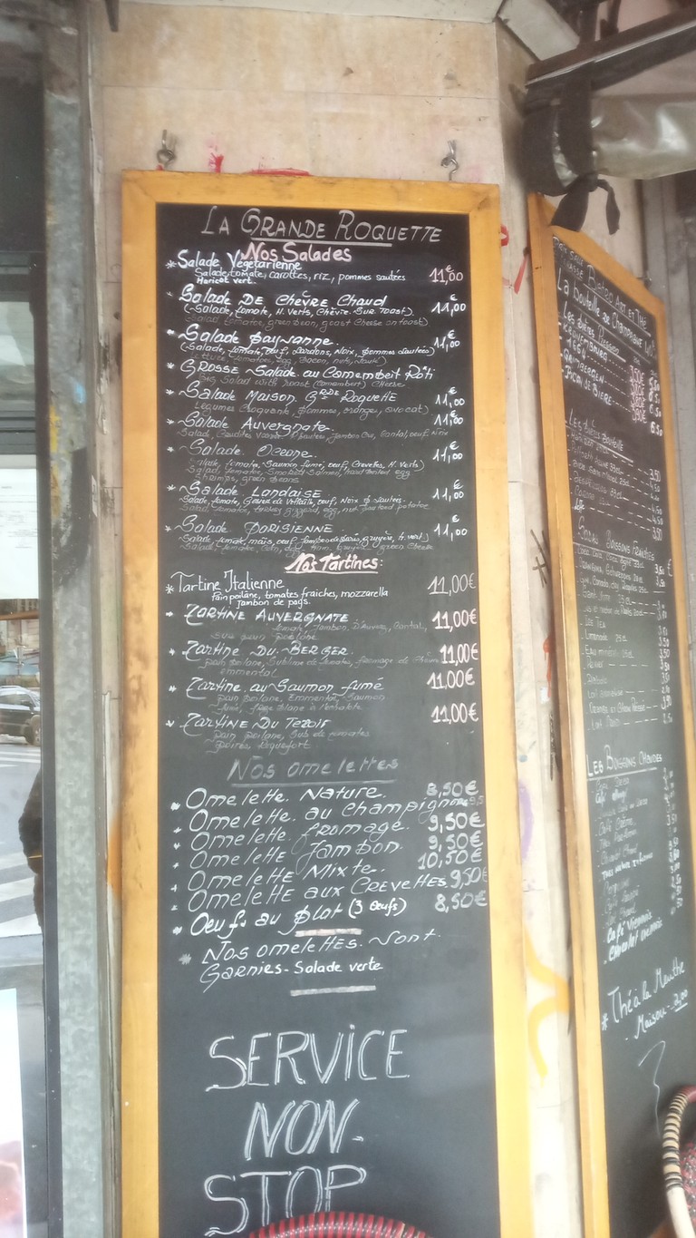 La Grande Roquette menu 1