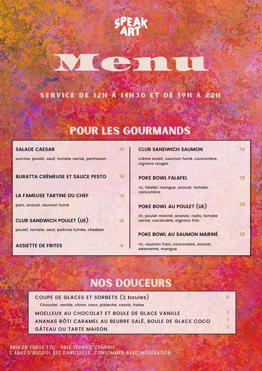 LE SPEAKART BAR menu 1