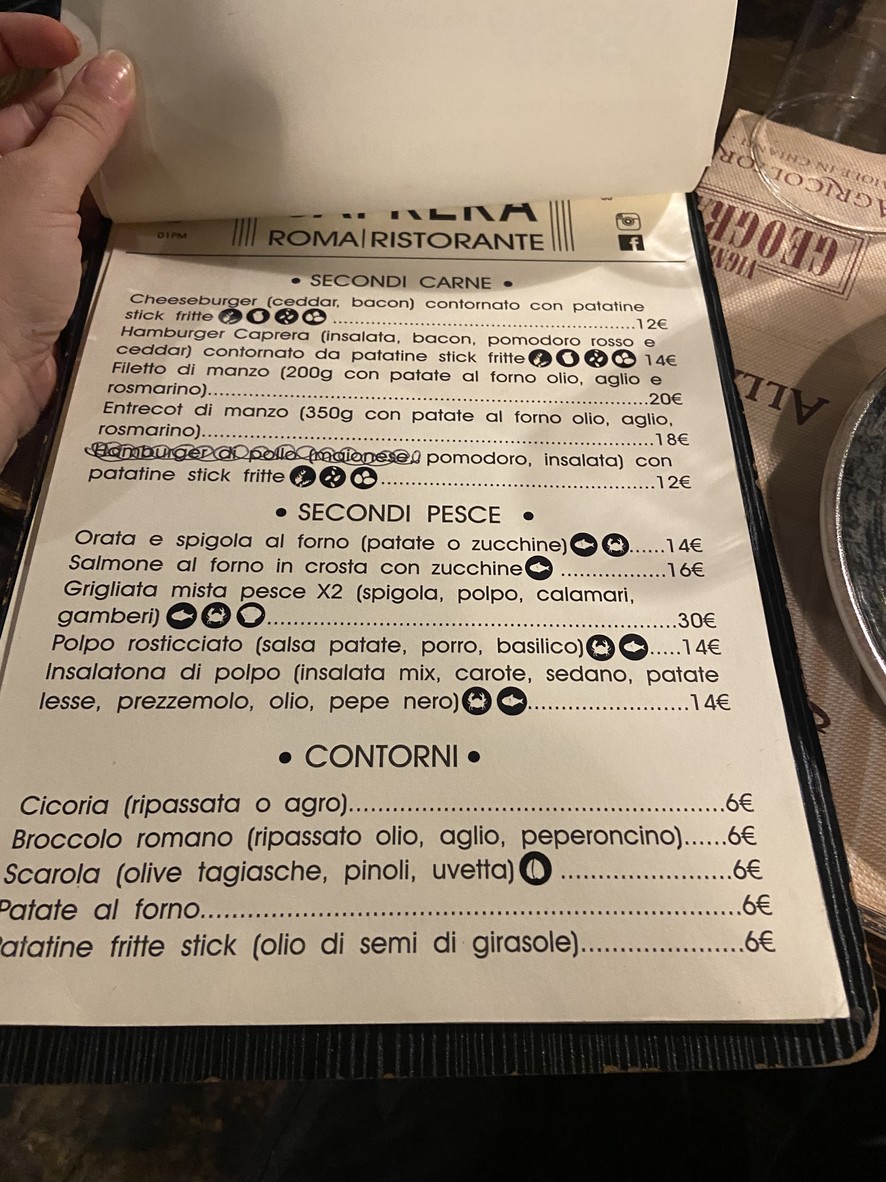 Caprera menu 3