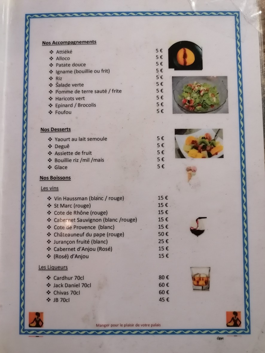 Chez Sabine - Restaurante africano menu 3