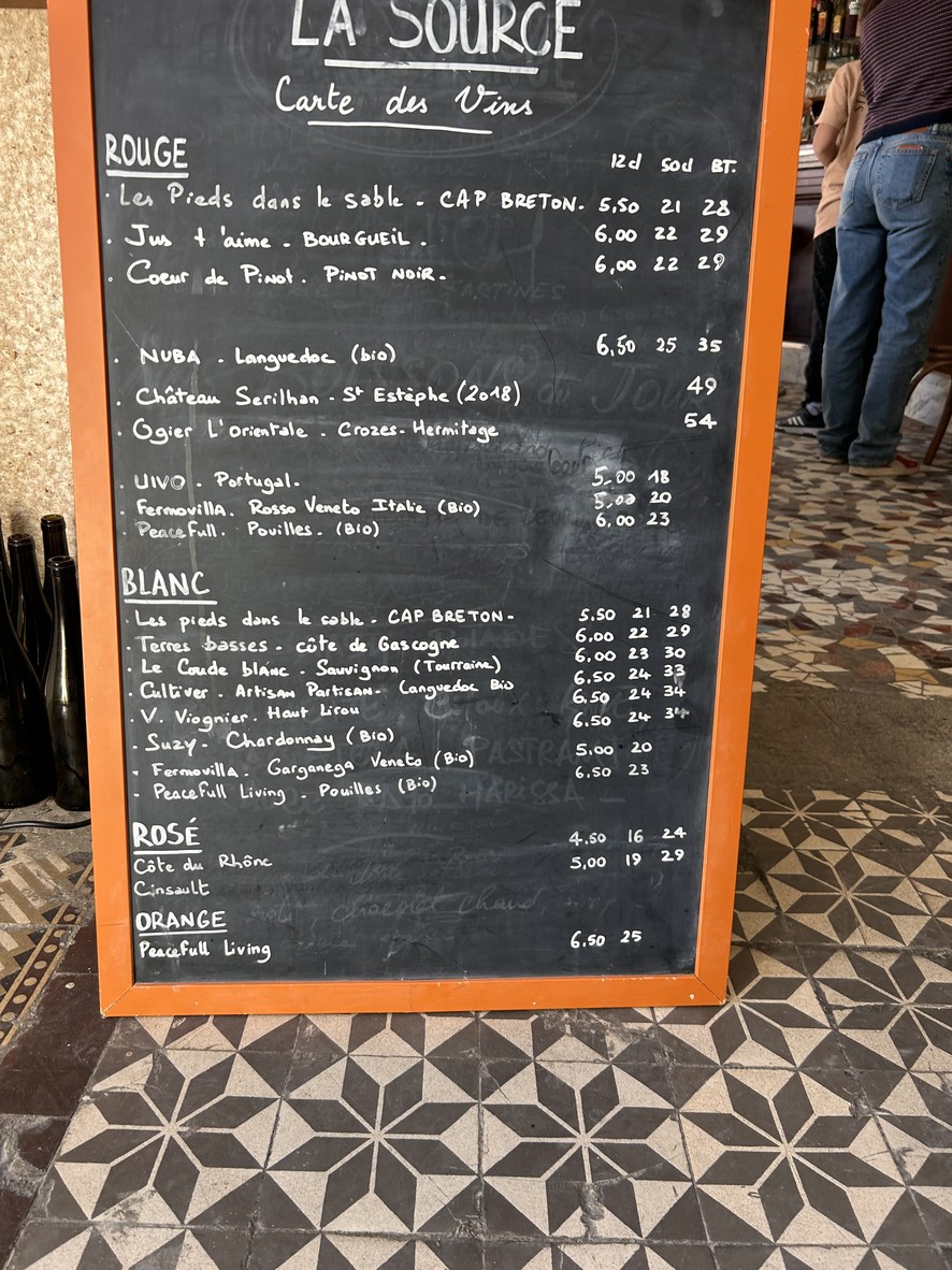 La Source menu 2