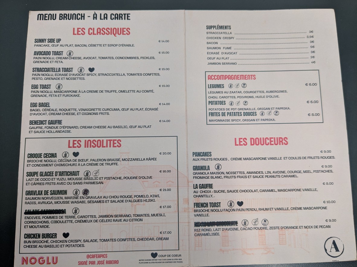 Café A menu 1