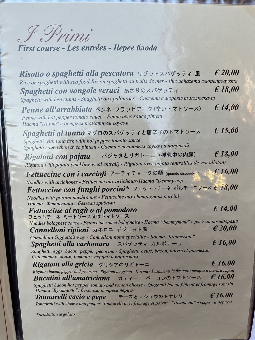 Giggetto menu 2