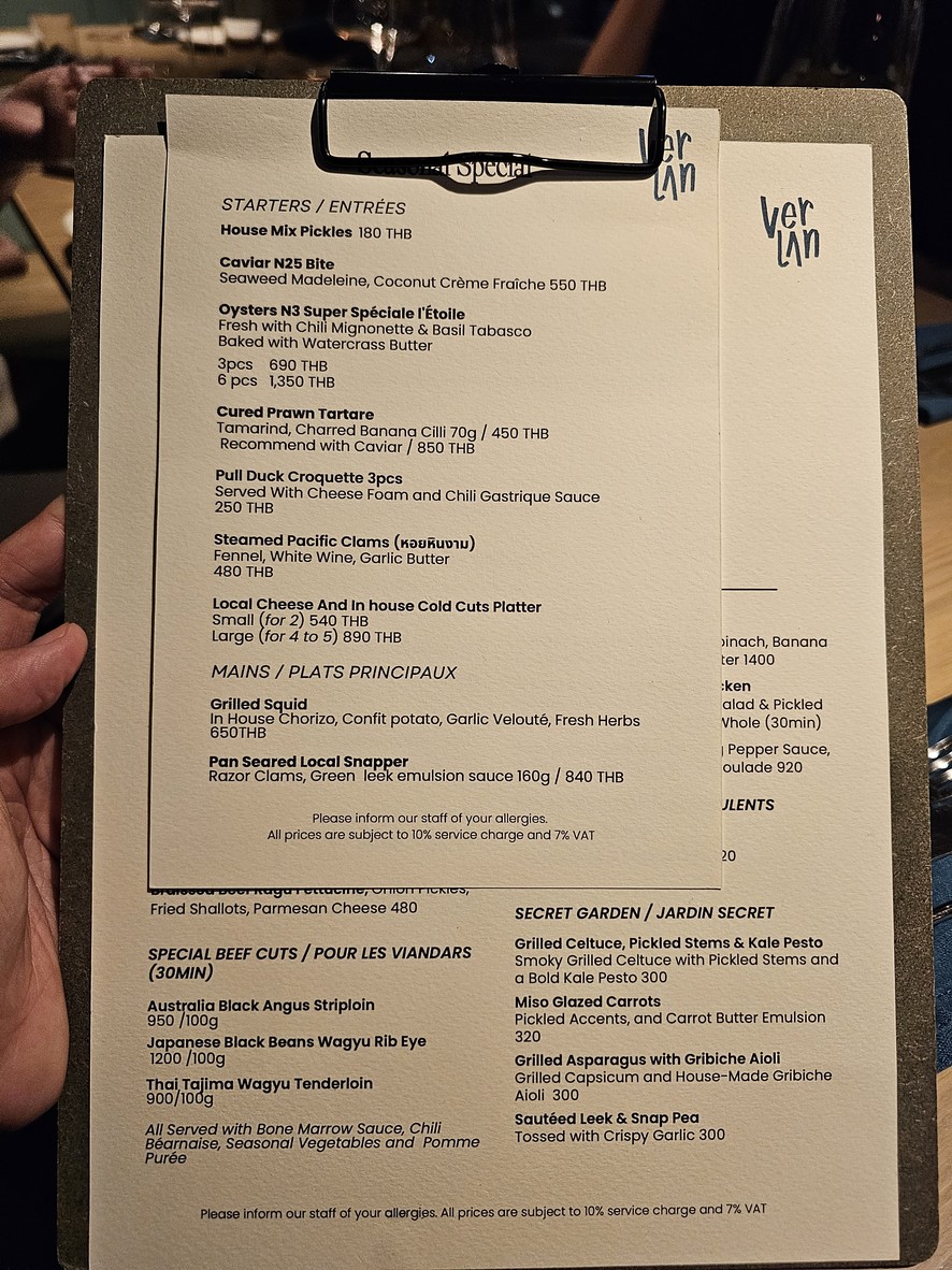 Verlan Bangkok menu 1