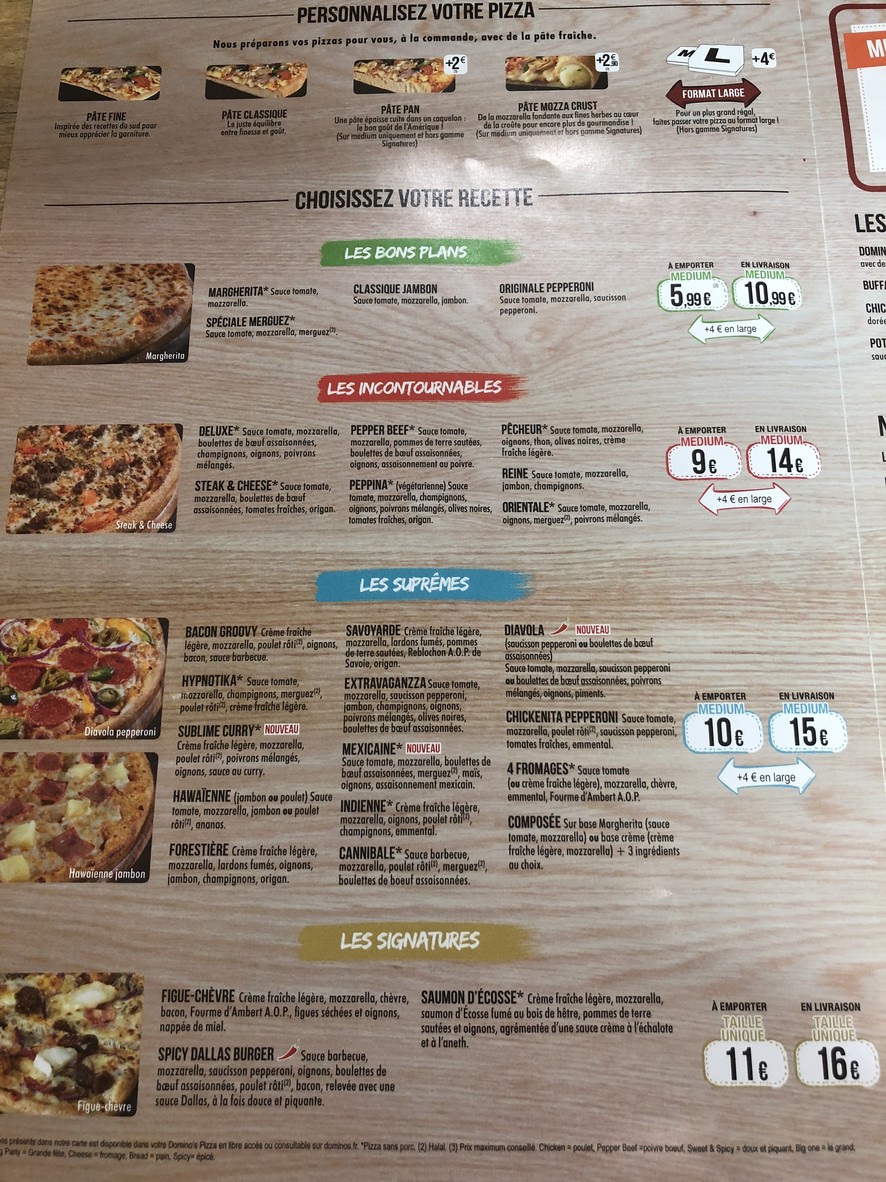 Domino's Pizza Paris 19 - Jaurès menu 1