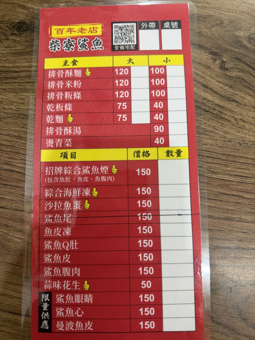 Bǎinián lǎodiàn Cháiláo shāyú yān menu 1