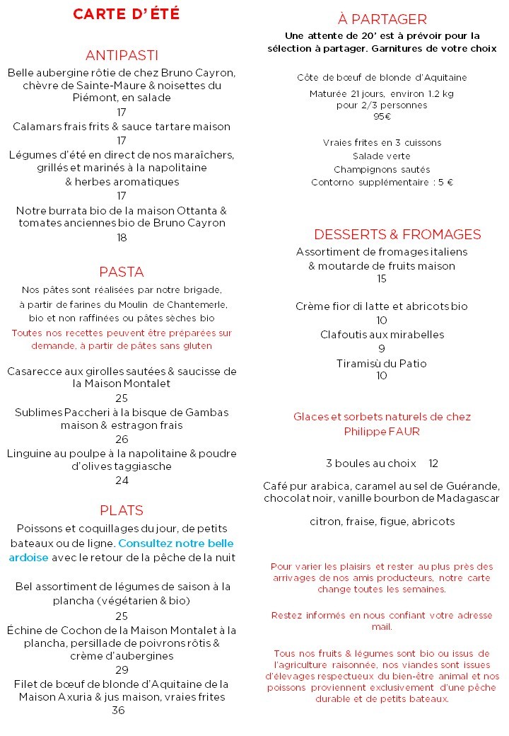 Le Patio Opéra menu 1