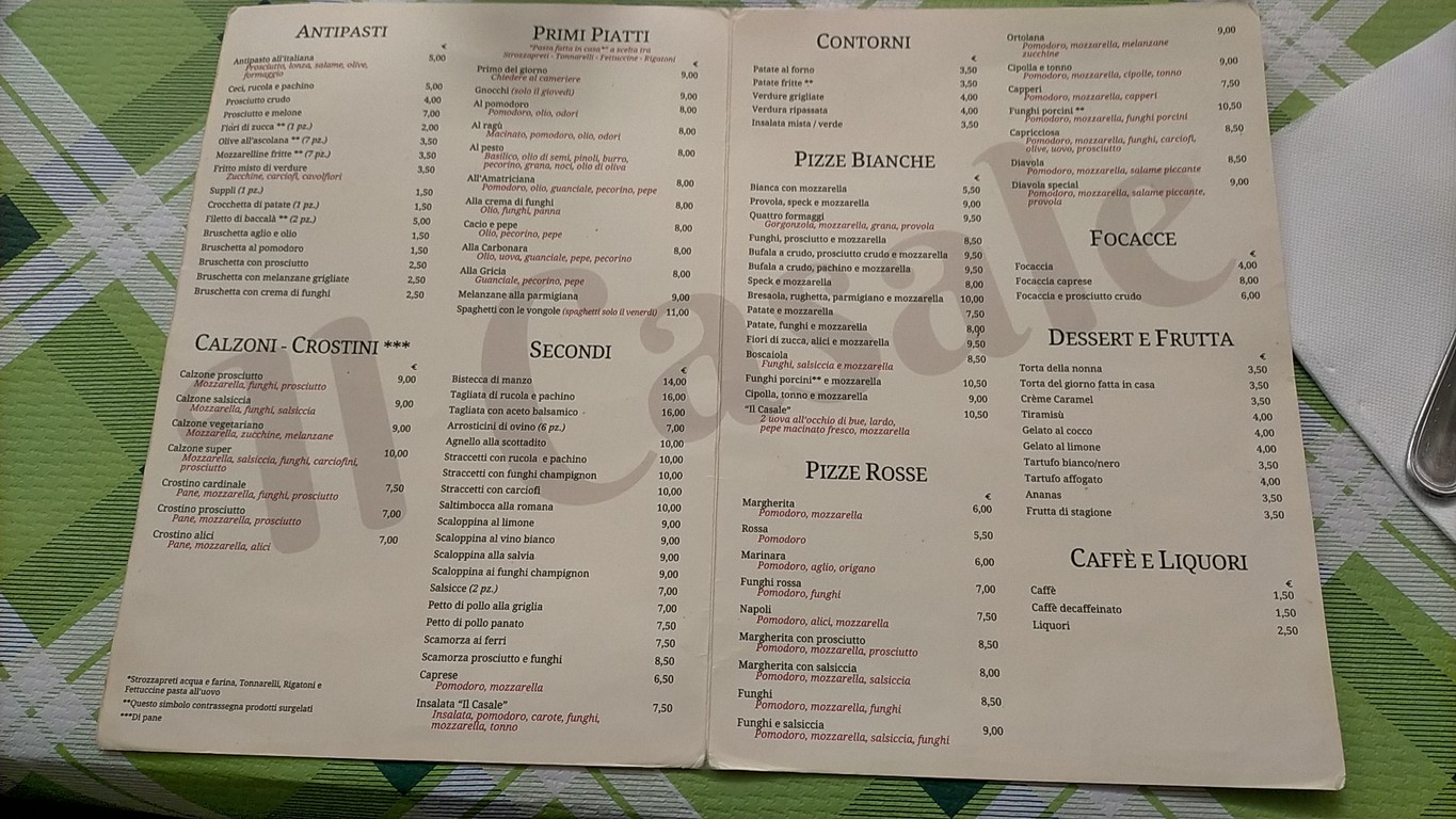Ristorante Pizzeria Il Casale Roma menu 1