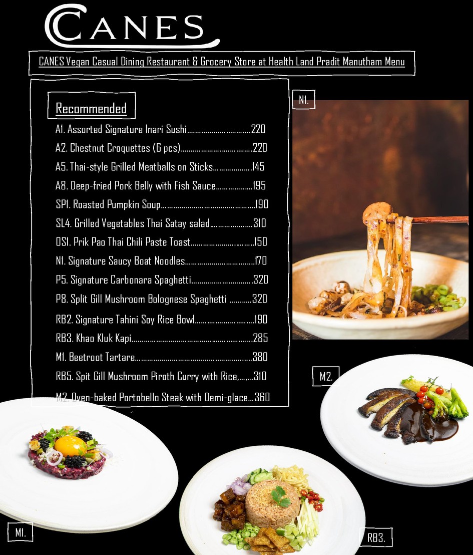 CANES Vegan Casual Dining Restaurant en Health Land Pradit Manutham menu 3