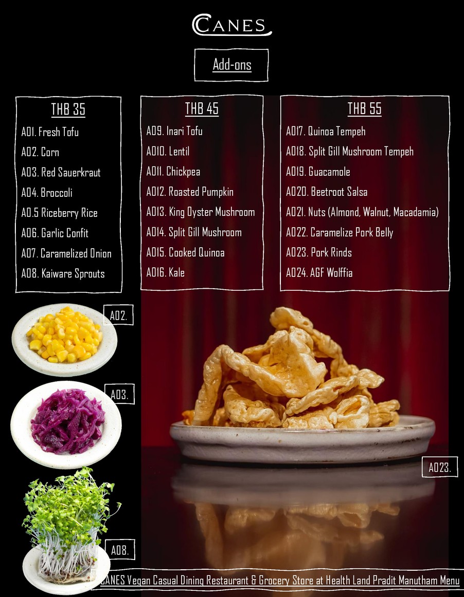 CANES Vegan Casual Dining Restaurant en Health Land Pradit Manutham menu 4