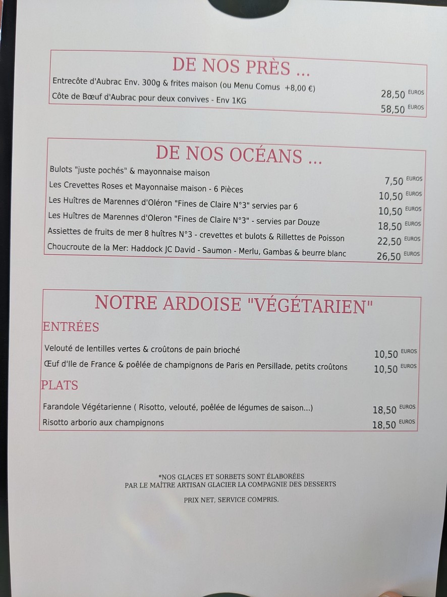 Chez Comus menu 3