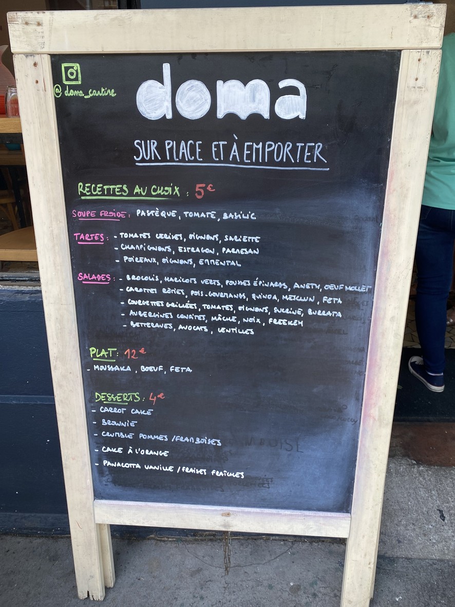 Cantine DOMA menu 1