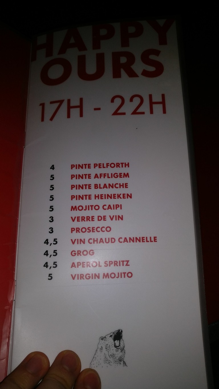 Aux Ours menu 1