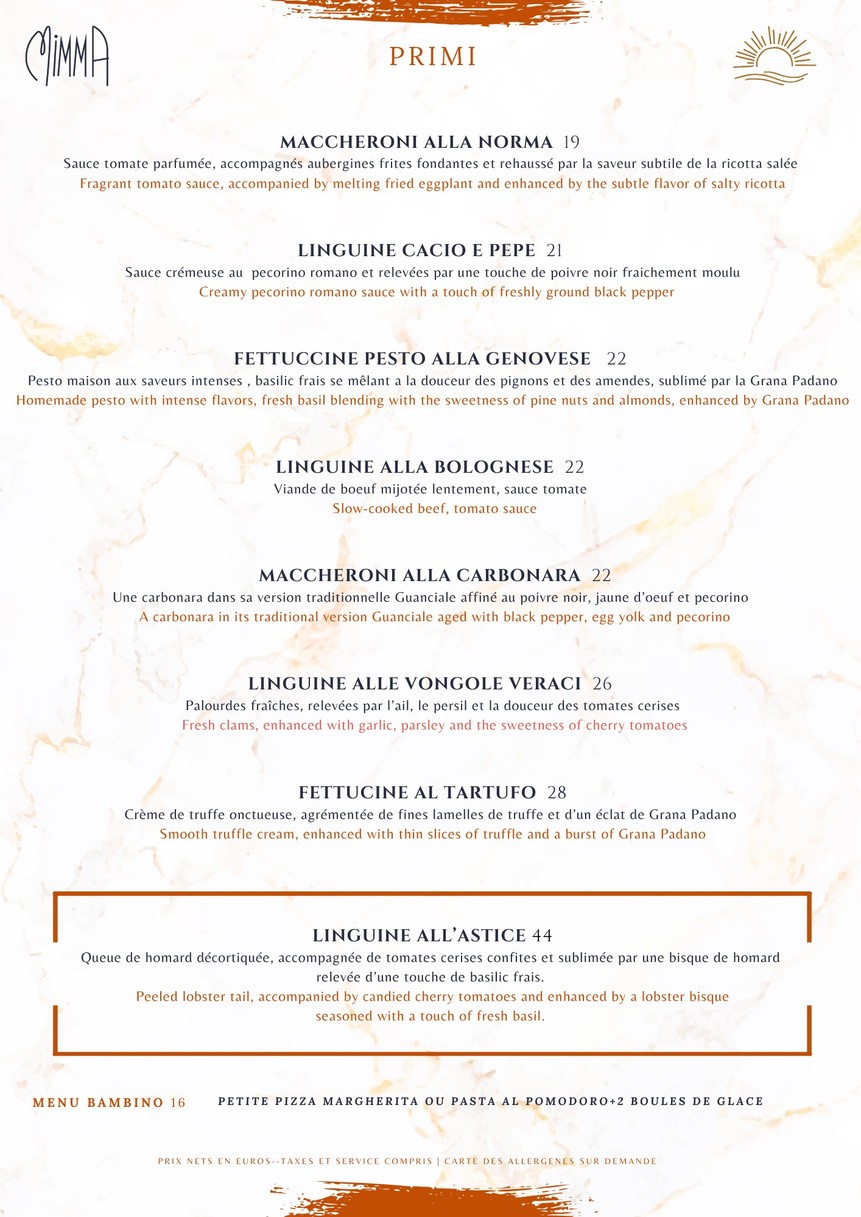 Mimma menu 1