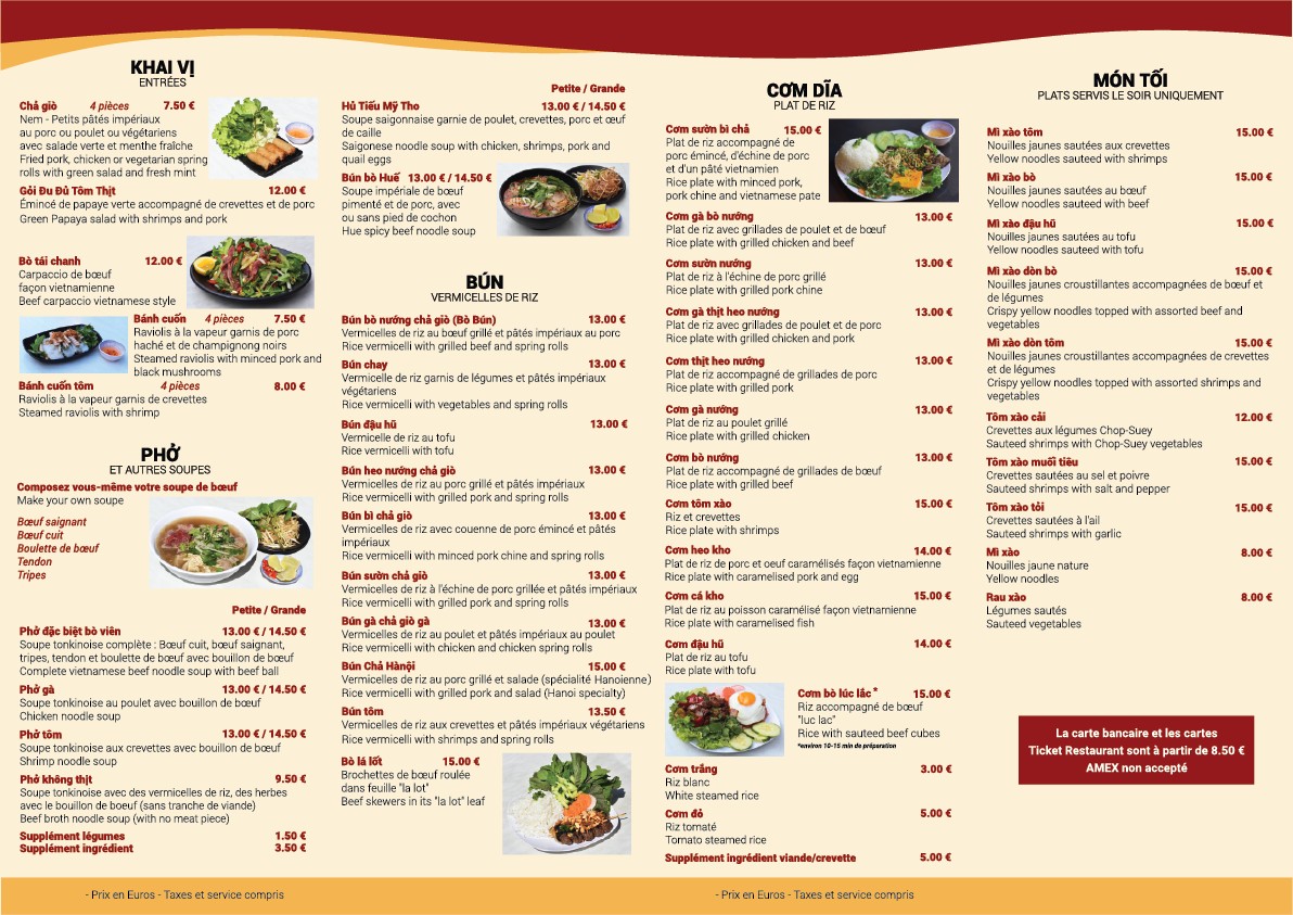 Pho Bida Viet Nam menu 1