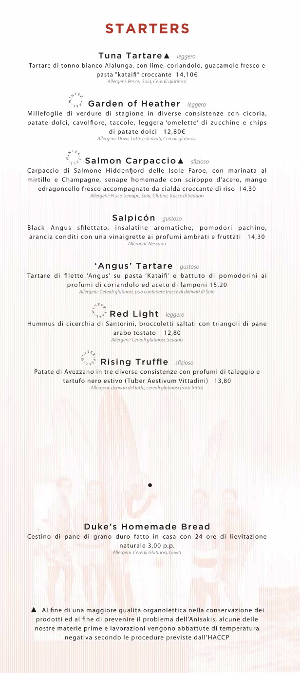 Duke's menu 1