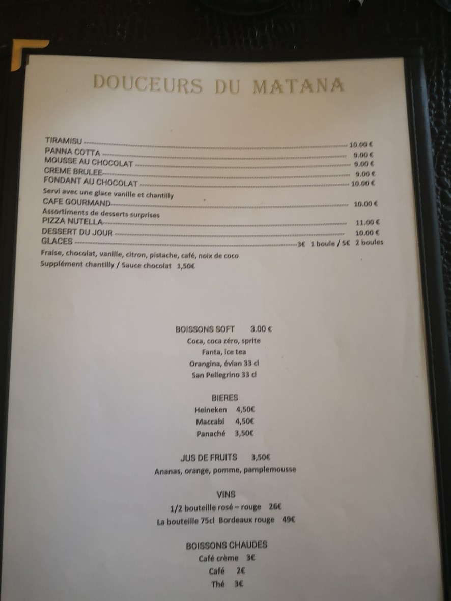LE MATANA menu 3