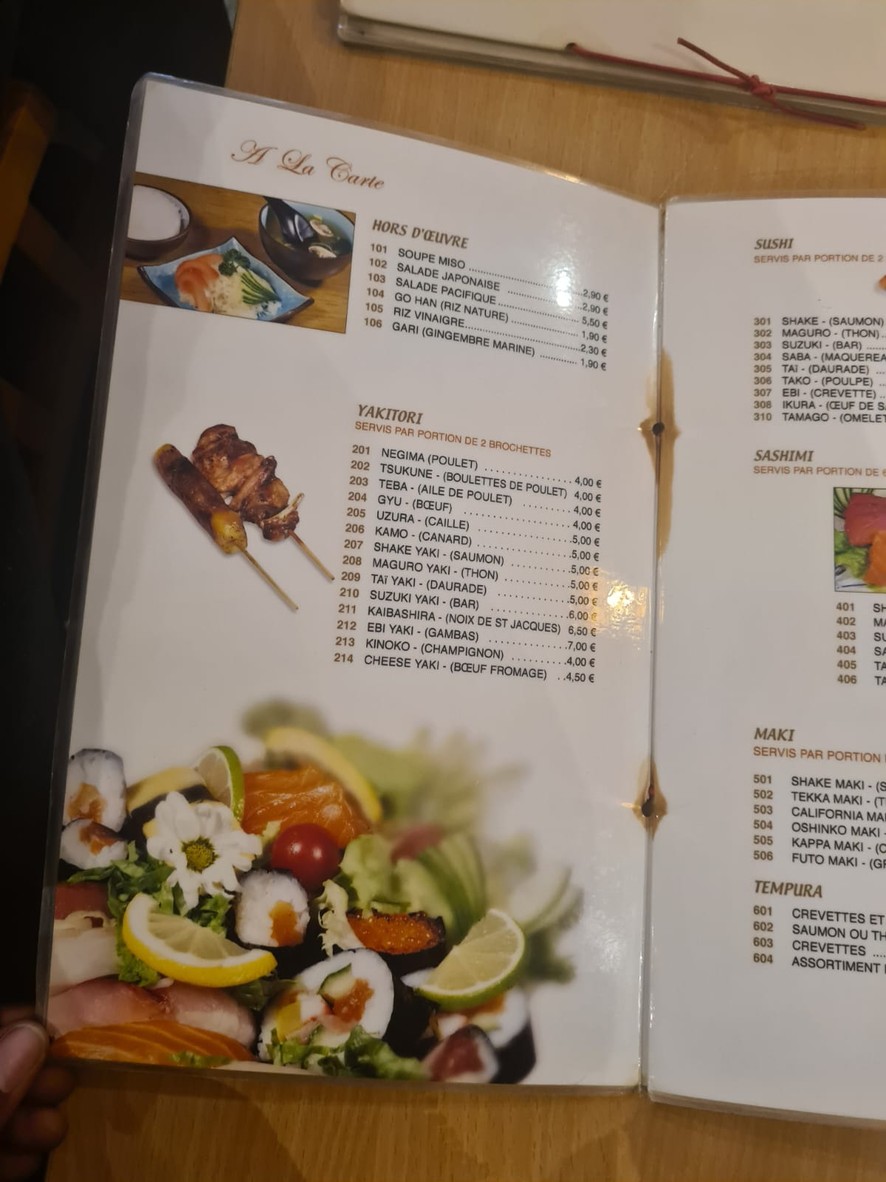 Soleil Levant あさひ menu 1