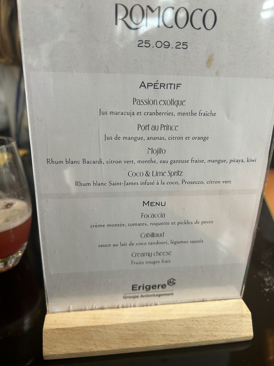 Romcoco menu 1