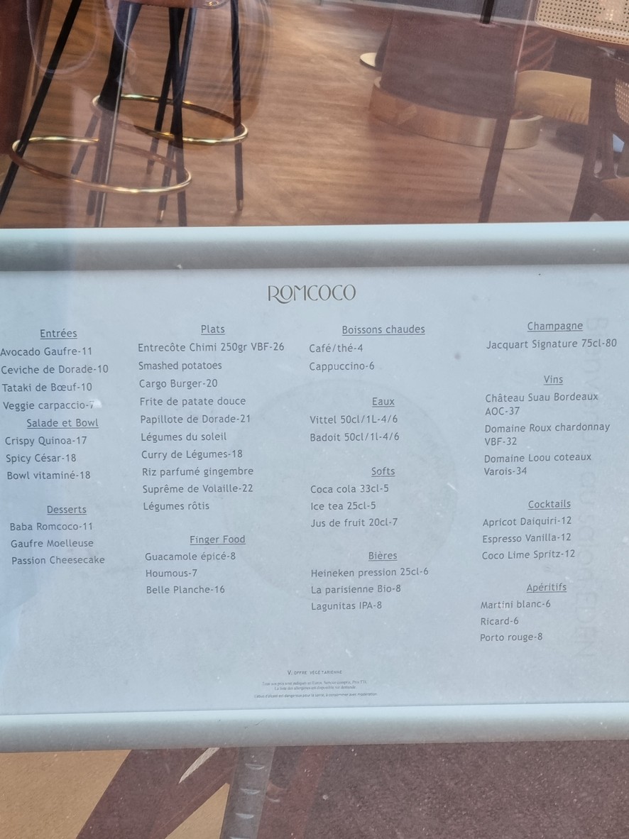 Romcoco menu 2