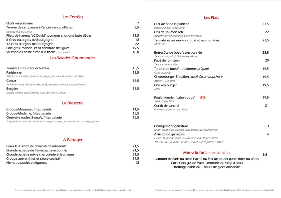 Le Marly menu 1