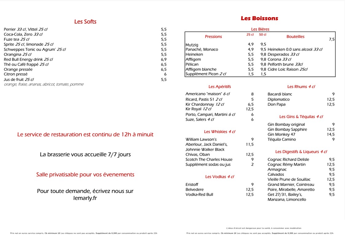Le Marly menu 3