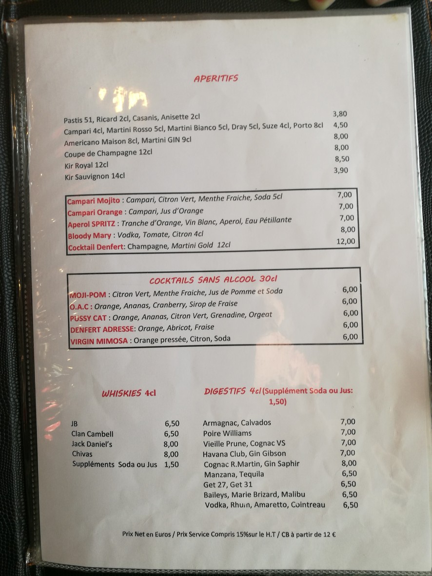 Denfert Café menu 2