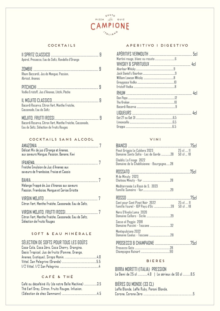 Campione Pizza menu 2