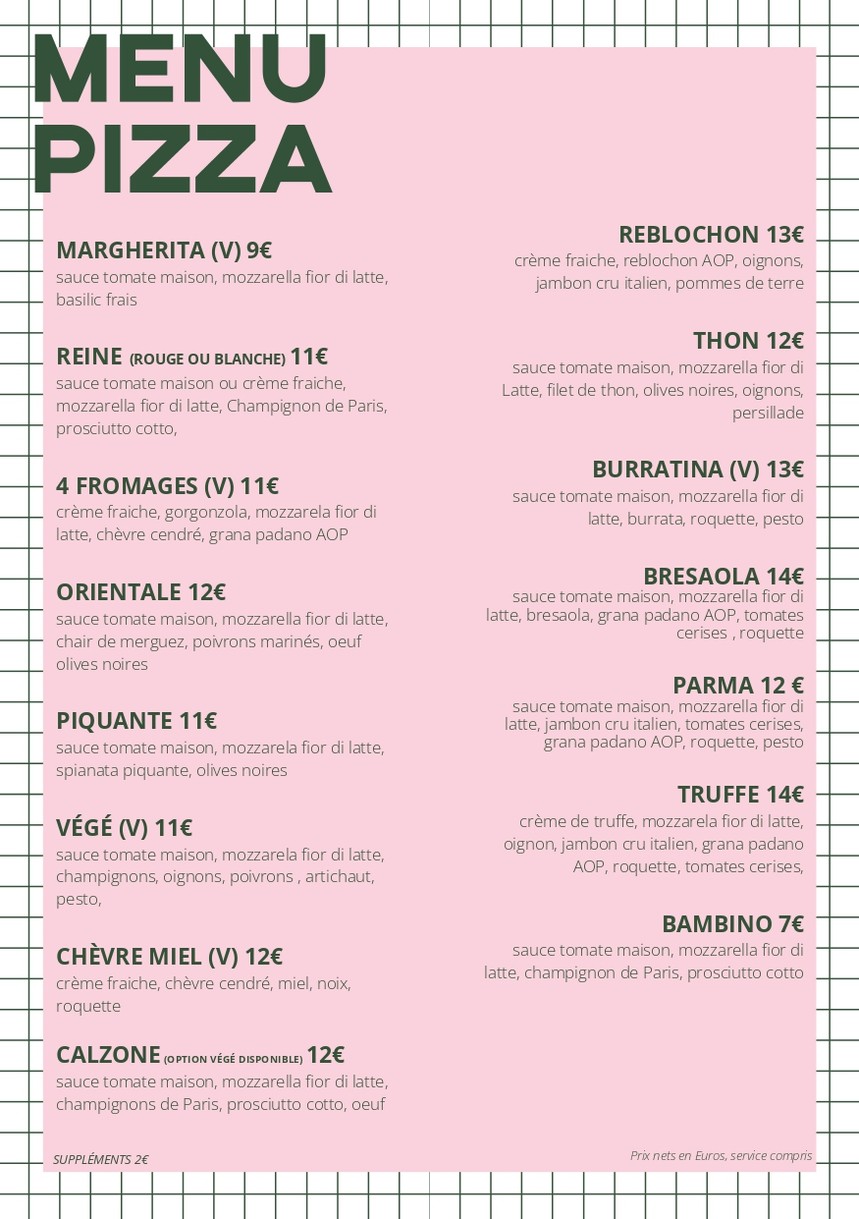 Pizzette menu 1