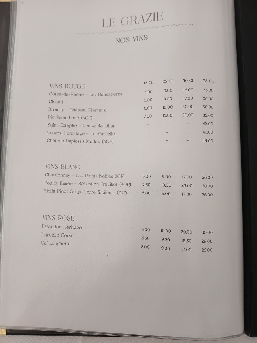 Le grazie menu 3