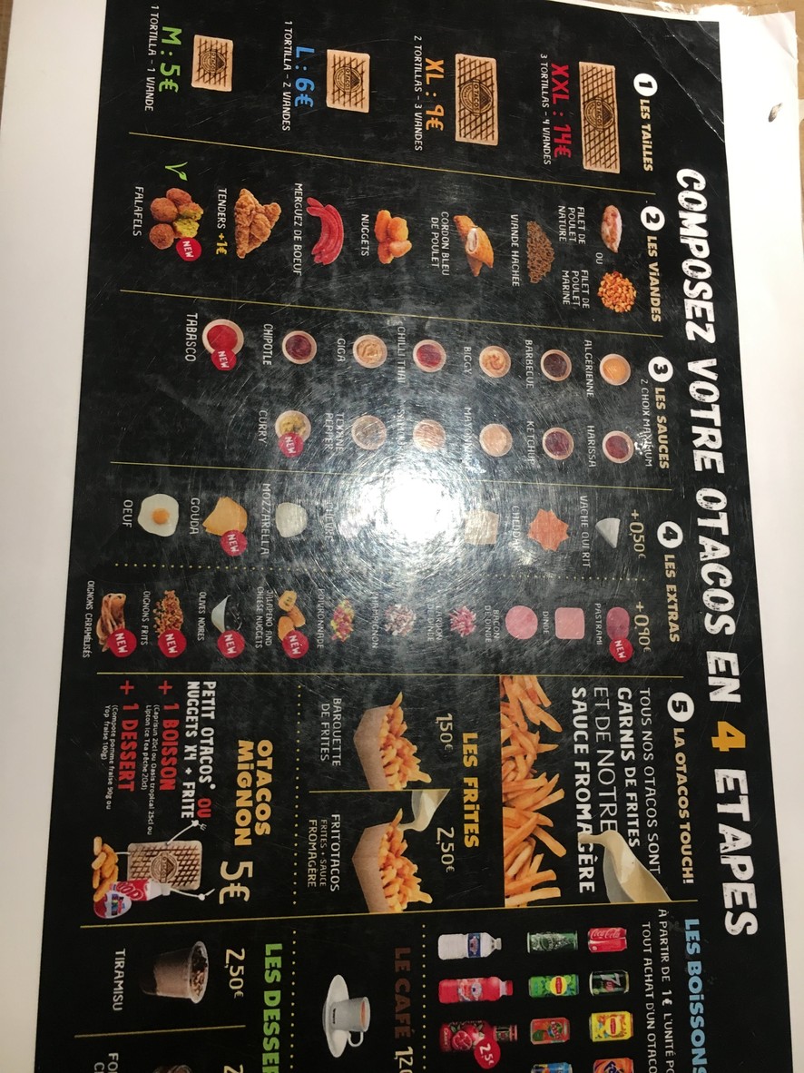 O'Tacos menu 1