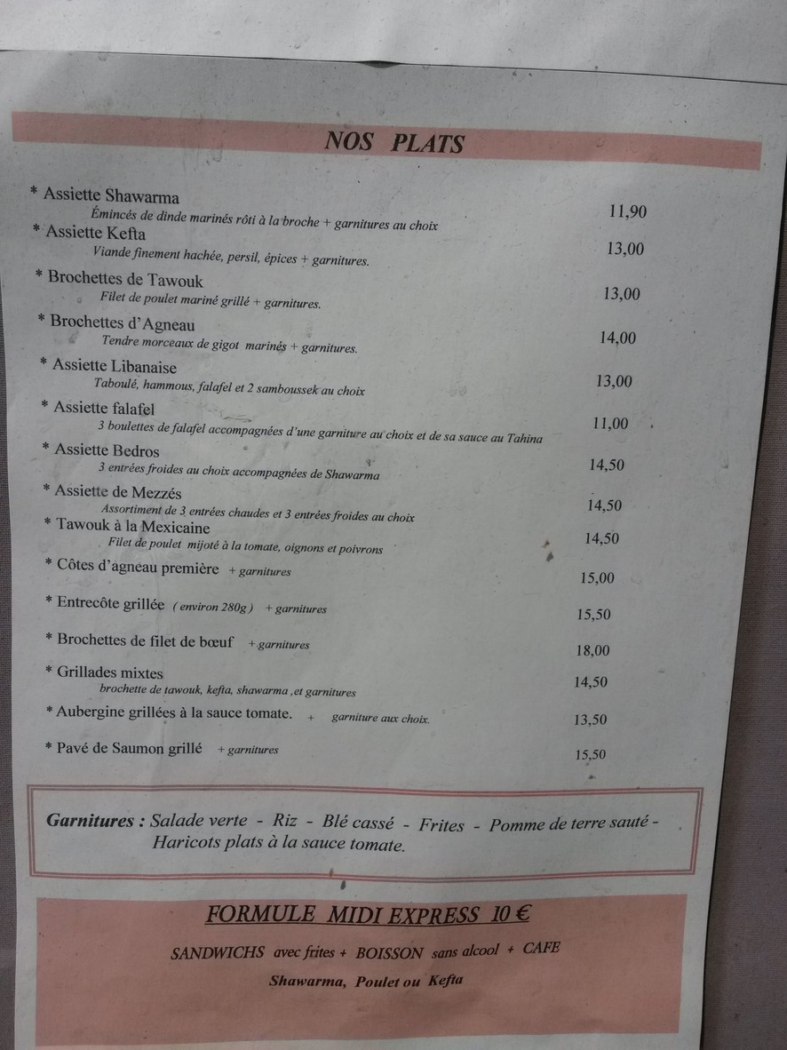 Chez Bedros menu 2