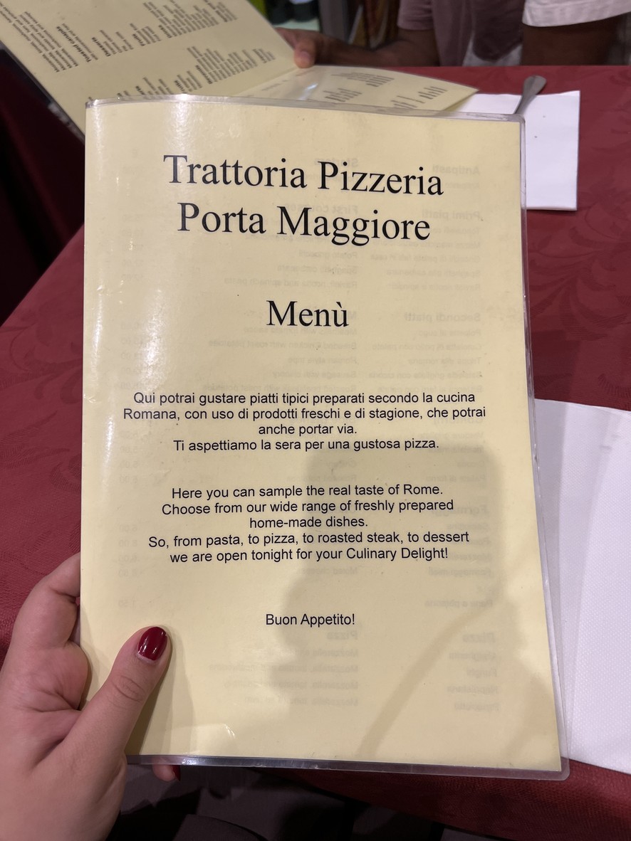 Trattoria Pizzeria Porta Maggiore menu 1