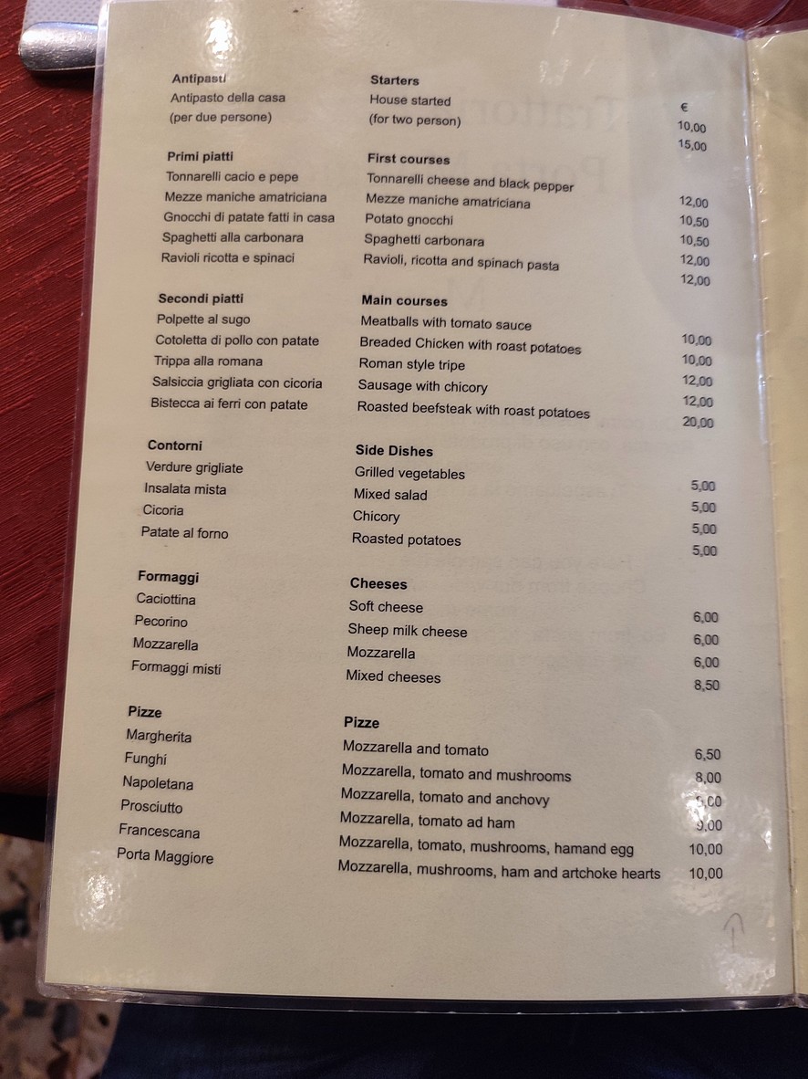 Trattoria Pizzeria Porta Maggiore menu 2