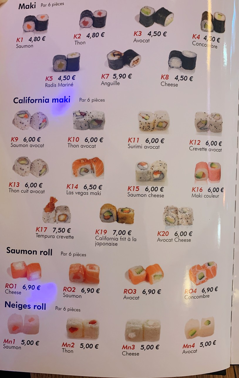 NAGANO SUSHI menu 2