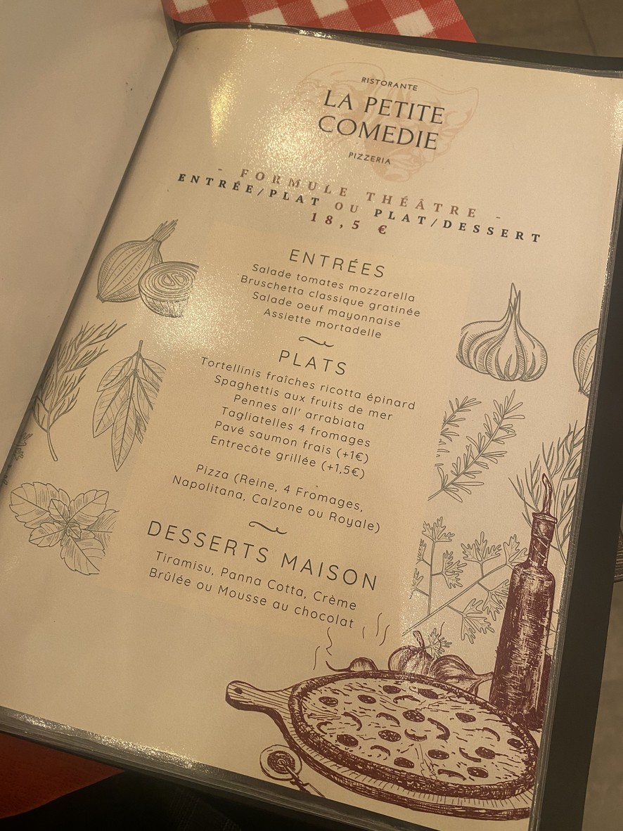 La Petite Comédie - Restaurant italien Paris 9 menu 1