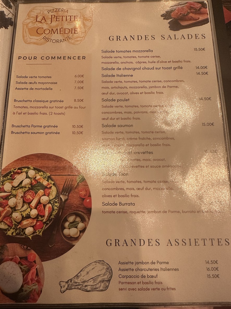 La Petite Comédie - Restaurant italien Paris 9 menu 2