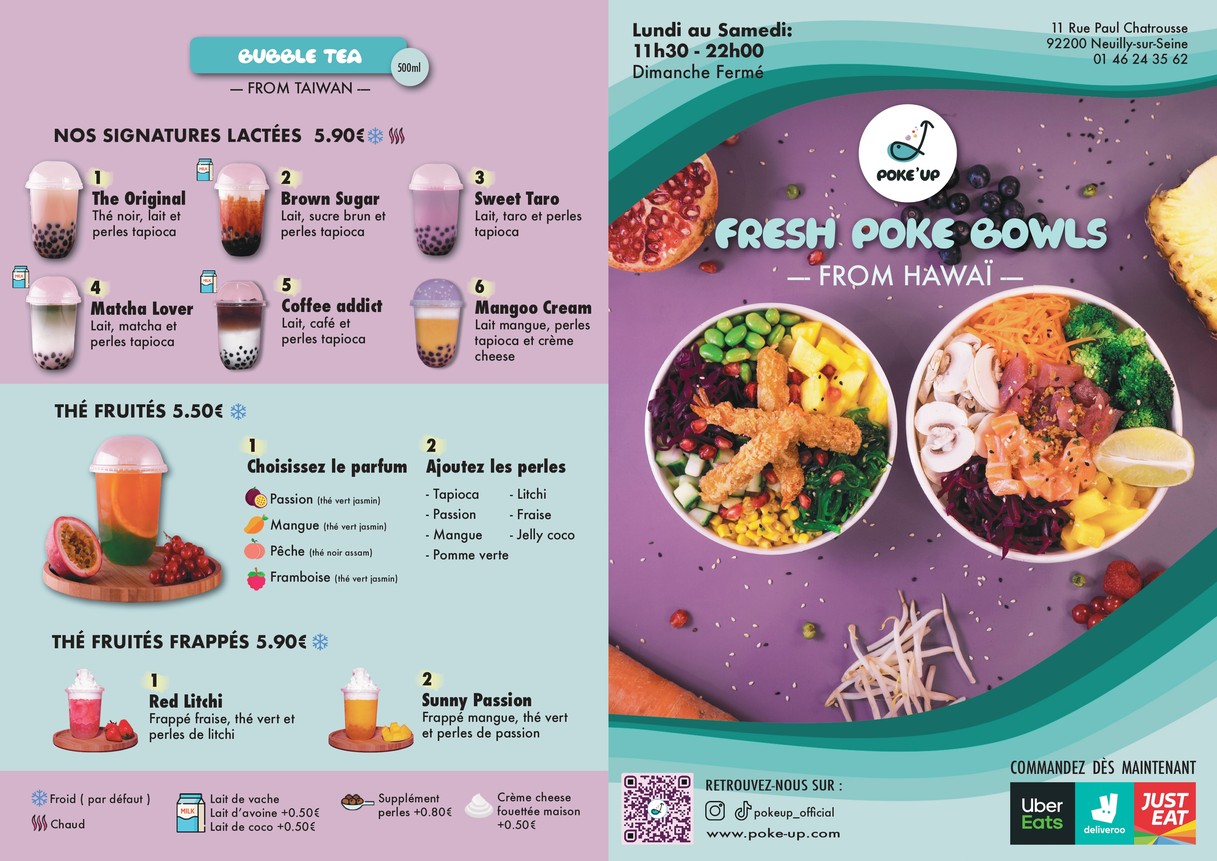 Poke Up Neuilly - Poke Bowl & Bubble Tea menu 1
