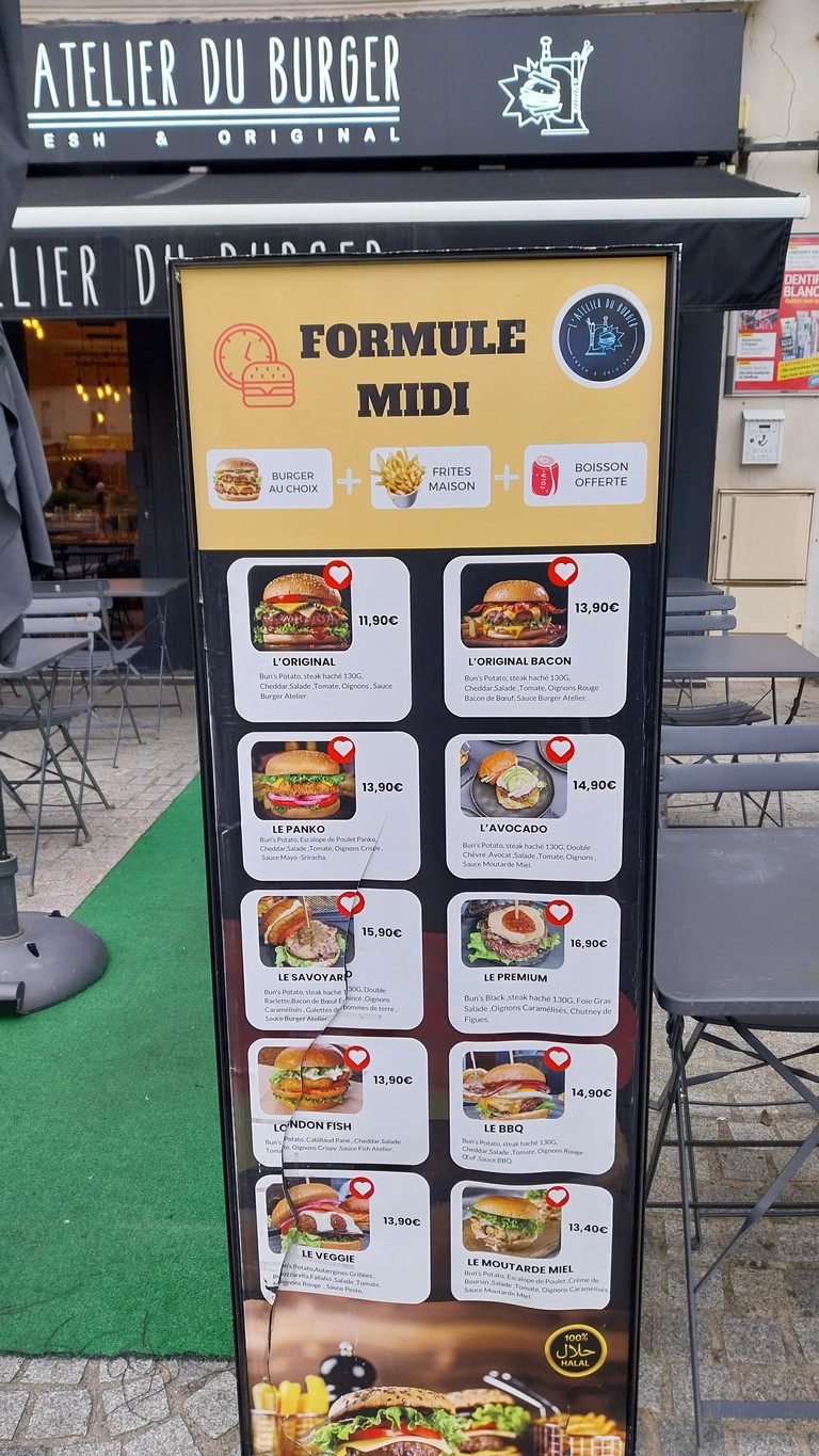 L'Atelier du Burger menu 2