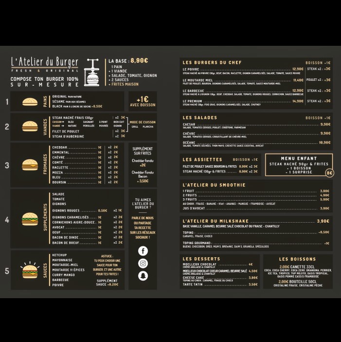 L'Atelier du Burger menu 4