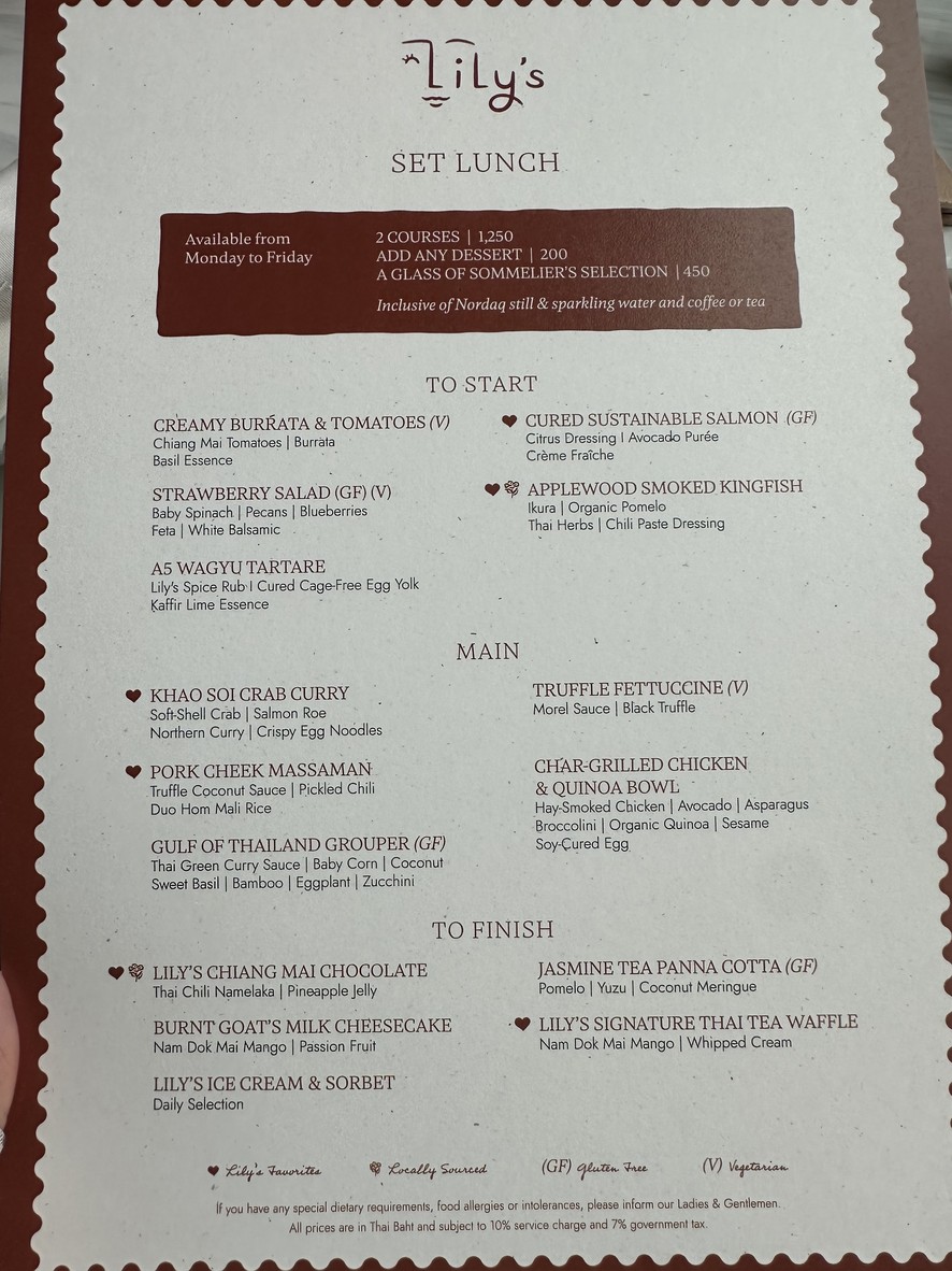 Lily’s menu 1