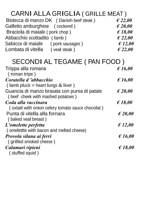 Osteria Romana La Foglietta menu 2