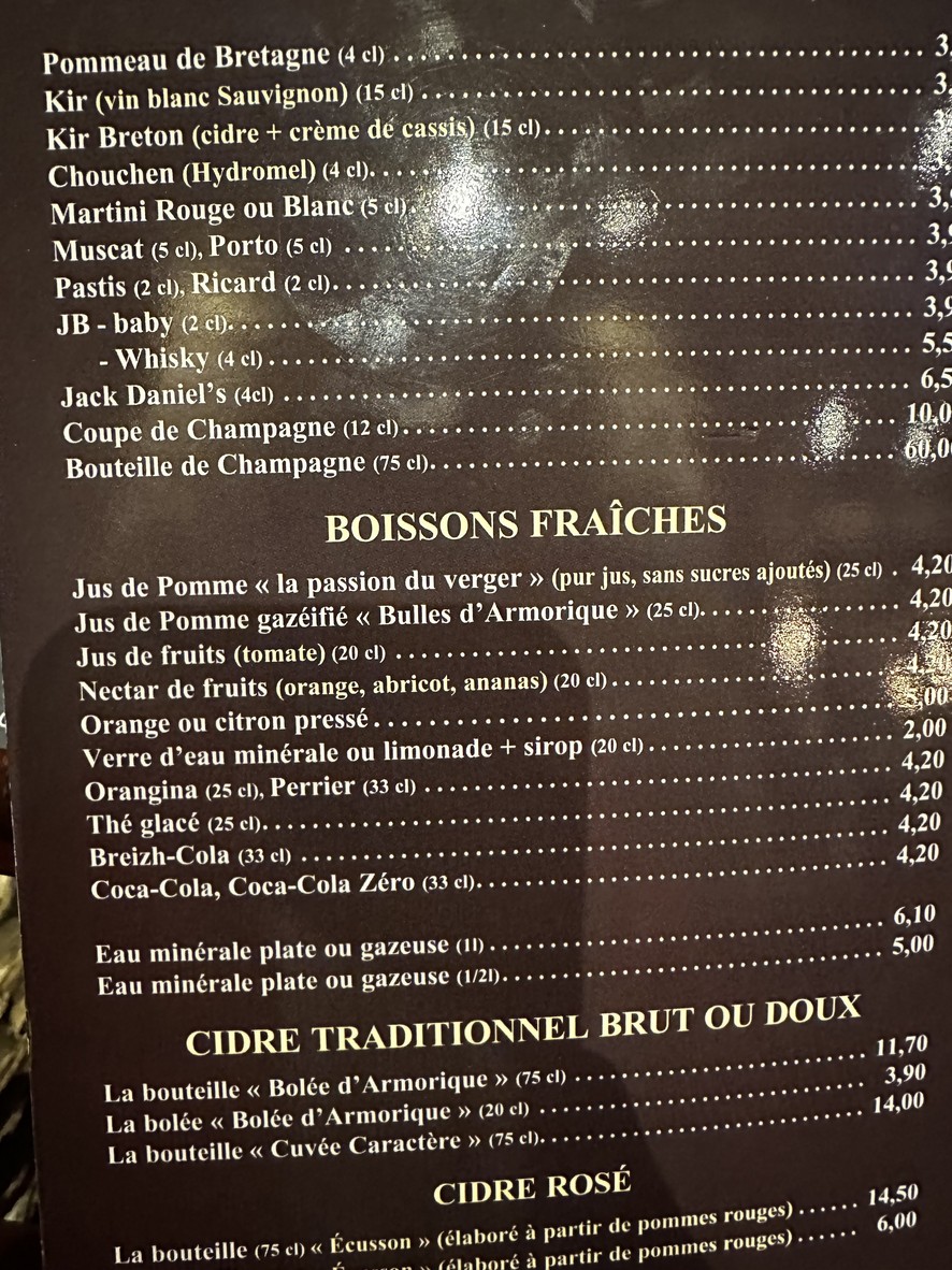 Belle-Isle Boulogne menu 2